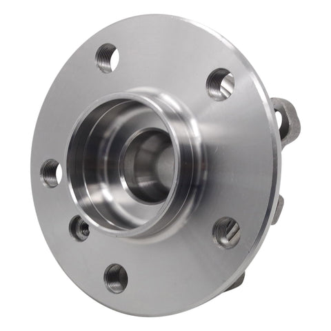 Front view of a Wheel Bearing And Hub Assembly For Front Or Rear Fitment Varies By Vehicle Make And Model OE Grade Precision Machined.