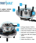 Front Wheel Bearing Hub Assembly for Ram 1500 2012 2013 2014 2015 2016 2017 2018 Excluding Tradesman HD Replacement Kit with specifications
