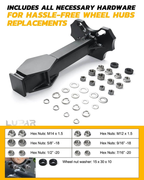 Wheel Bearing Hub Removal Tools Kit Compatible with All Axle Bolt Hubs 5, 6, 8 Lug Hubs Buster Puller shown with hardware