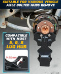 Wheel Bearing Hub Removal Tools Kit Compatible with All Axle Bolt Hubs 5, 6, 8 Lug Hubs Buster Puller in use on axle