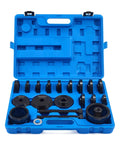 Open blue case of Wheel Bearing Press Kit for Front Wheel Drive Bearing Removal & Installation, 24pc Wheel Bearing Puller Tool Set