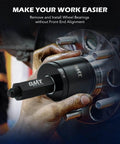 Using Wheel Bearing Press Kit for Front Wheel Drive Bearing Removal & Installation on vehicle hub with hands