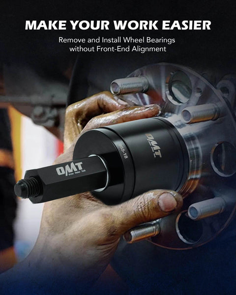 Using Wheel Bearing Press Kit for Front Wheel Drive Bearing Removal & Installation on vehicle hub with hands
