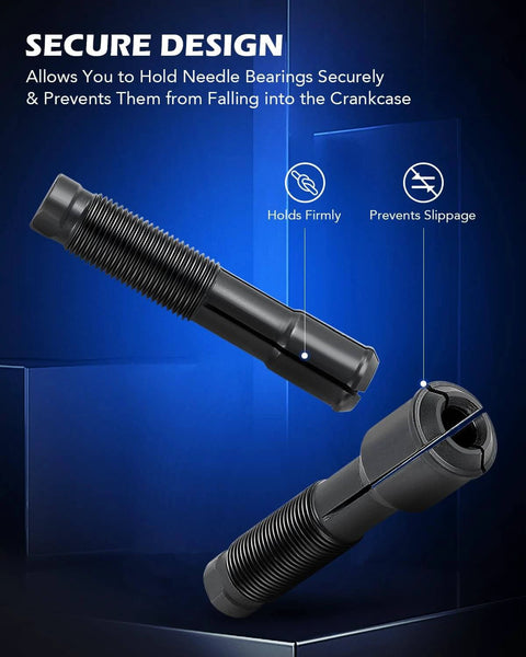 Secure design of Wheel Bearing Puller Tool Kit Compatible with Harley Davidson Motorcycles showing needle bearing holders