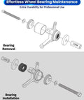 Diagram showing 24 Piece Wheel Bearing Press Kit For Front Wheel Drive Vehicles Bearing Removal And Installation Set With Universal Bushings.
