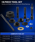 Wheel Bearing Puller Tool Kit Compatible with Harley Davidson Motorcycles, 18-piece tool set with various components