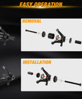 Diagram showing removal and installation with Wheel Bearing Removal Tool Kit 23 Piece Set For Front Wheel Drive Vehicles Universal Hub.