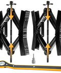 Heavy Duty Camper Wheel Chock Stabilizer Set For RVs And Travel Trailers, Double Speed Scissor Locking X Chock, Anti Rust Coating, Includes 2 Sets, Fits 3.5 To 12 Inch Tires, Prevents Wheel Shifts.