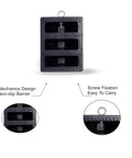 Heavy Duty Wheel Chocks 2 Pack For Travel Trailers With Eyebolt, non-slip rubber design and screw fixation details shown