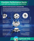 Advertising poster for QTE Auto Wheel Hub Assemblies with product images and performance features.