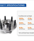 Wheel Bearing And Hub Assembly 513277 Front And Rear Six Lug With ABS Specifications and Dimensions