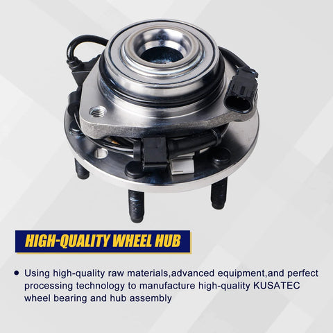 Front Wheel Bearing And Hub Assembly 513188 Fits Chevy SSR Trailblazer EXT GMC Envoy XL XUV Buick Rainier 2004 2005 2006 2007 Isuzu Ascender Bravada Saab 9 7X 6 Lug With ABS Premium Quality Direct Replacement For Easy Install And Long Lasting Durability, close-up view.