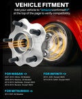 2 Pcs 512388 Rear Wheel Bearing Hub Assembly shown with rotating car wheel for various Nissan and Infiniti models