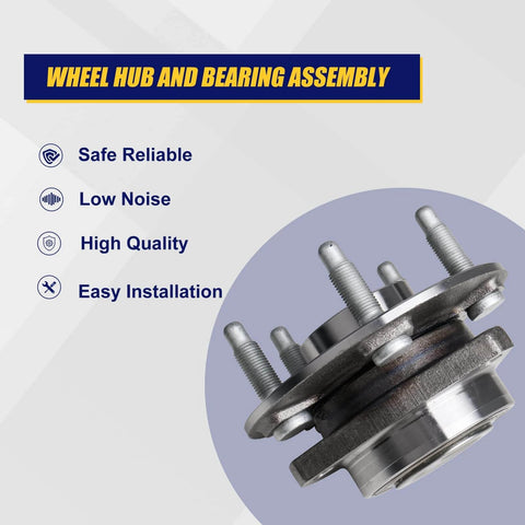 513288 Front or Rear Wheel Hub and Bearing Assembly for Buick Allure LaCrosse Regal, Chevy Impala Equinox Malibu, GMC Terrain and Saab 9-5, 5 Lug with ABS