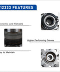 Close-up features of Rear Wheel Bearing And Hub Assembly 512333 For 2007 2017 Jeep Compass 2007 2017 Patriot And 2007 2008 Dodge Caliber.