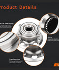 Rear Wheel Hub And Bearing Assembly For Mercedes Benz E Class CLS CL CLK GLK SL C Class S Class Vehicles 2003 To 2016 Replacement OEM Quality showcasing quad lid seal, spline, and alloy material details