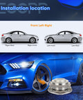 Diagram showing installation location for Front Left And Right Wheel Hub Bearing Assembly For BMW 528i 535d 535i 550i 640i 650i 740i 750i 760Li 5 Lug Fits Rolls Royce 2009 2019 Plug N Play Replacement with spotlight on car and hub assembly image.
