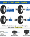 Bearing Bore Hole And Hub Length Adjustment Hardware Kit with flanged sleeves for precise wheel alignment on display