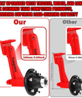 Comparison of heavy-duty spindle link columns for 2-Pack Heavy-Duty Shipping Container Wheel Kit With 8 Lug Bolt-On Spindle For Up To 40ft Containers, 15000 Lb Capacity Per Set, showing dimensions and design differences.