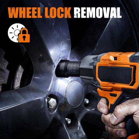 Wheel Lock Removal Kit 10 Piece Lug Nut Remover Set With Half Inch Drive Impact Sockets for Removing Damaged Bolts in Use