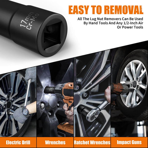 Wheel Lock Removal Kit 10 Piece Lug Nut Remover Set with various tools used for removing lug nuts from wheels
