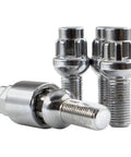 Chrome finish Wheel Accessories Parts 4 Locks + Key M14 x 1.5 14 x 1.5 Thread Acorn Seat Lug Bolt Lock with 28mm shank length