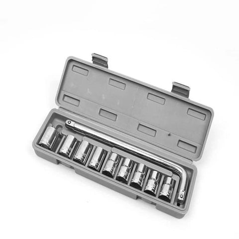 Emergency Wheel Repair Kit With One Half Inch Drive, Eight To Twenty One Millimeter Six Point Wheel Bolt Sockets in case