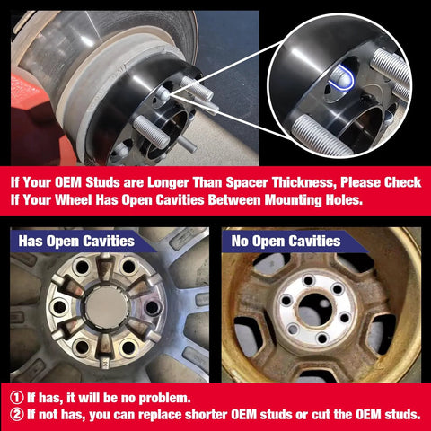 Comparison of wheel with and without cavities for 6x139.7 Forged Wheel Spacers 1.5 Inch Thick with 78.1mm Hub Bore M14x1.5 Studs fitment.