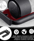 Close-up of black and red wheel stopper for 5 cm diameter caster, 8 Pcs Wheel Stoppers For Rolling Furniture And Beds Prevent Sliding.
