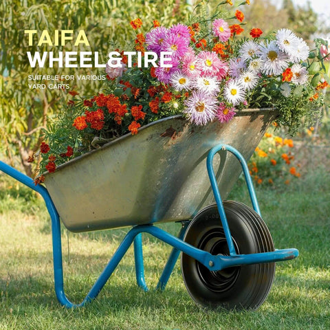 ✝️ 13 inch 1 pc rubber pneumatic replacement tires and wheels 4.00-6 with 5/8'' axle bore hole for garden cart with flowers