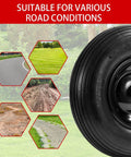 ✝️ (2-pack) 4.00-6 wheelbarrow tires, shown with various road conditions for versatile use and steady alignment