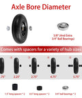 Axle bore sizes and spacers for ✝️ (2-pack) 4.00-6 wheelbarrow tires, 13 inch pneumatic tire and wheel with 5/8" or 3/4" bearings