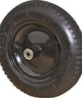 ✝️ Wheelbarrow wheel 16" air filled, rubber tire, steel rim, side view, tread grip pattern for 6 & 8 cubic ft. wheelbarrows including jackson.