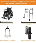 2Pcs 6 Inch Replacement Wheelchair Wheels for Walkers - Environmentally Friendly Rubber Material, shown with dimensions and uses