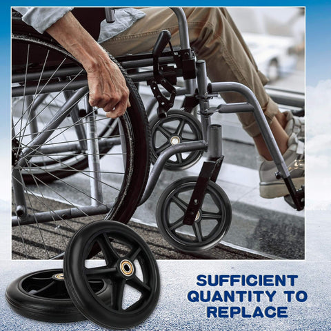 6 Pack 6 Inch Replacement Walker Wheels Kit With Bearings And Screws For Wheelchairs And Walkers Rubber Rollator Wheels Universal Fit