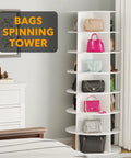7 Tier Rotating Shoe Rack Tower With Spinning Lazy Susan Display Revolving 360 Carousel For Shoes And Handbags White Vertical Closet Organizer
