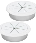 Maintain a clean, organized workspace with this 2-pack 80 mm white ABS desk grommet, featuring a detachable, flexible cable opening.