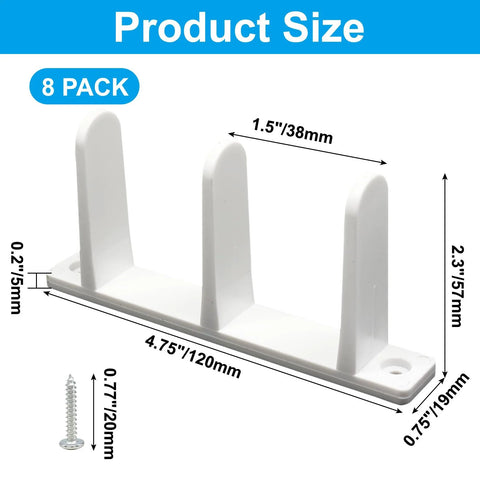 8 Pack Universal Floor Guide For Sliding Doors ABS Plastic Bottom Track For 1-3/8 Inch Thick Doors with screws shown