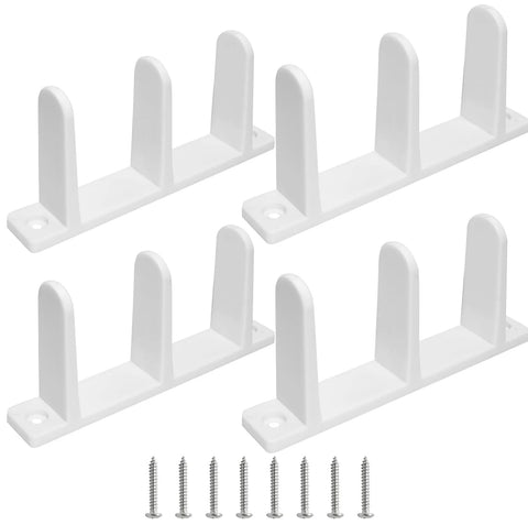 4 Pack Universal ABS Sliding Closet Door Floor Guides For 1-3/8 Inch Thick Doors White With Screws Durable Centering Guides