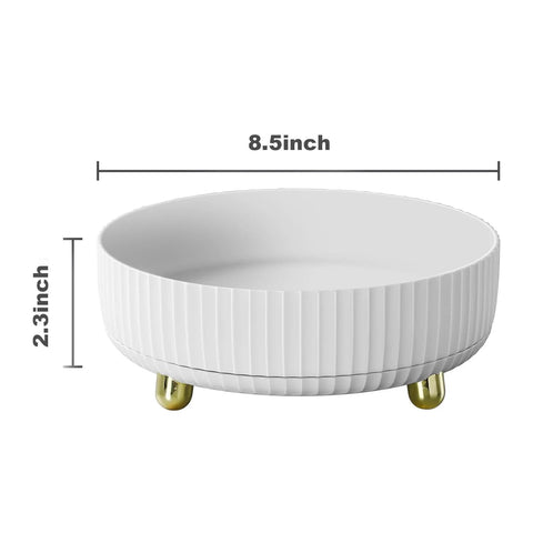 Side view of 8.5 inch round base for 360 Degree Rotating Makeup And Perfume Organizer with Lazy Susan Display Tray, showing dimensions.