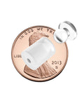 Acrylic Sign Mounting Hardware Hidden Clip In Sign Standoff Mounts shown with a penny for size comparison