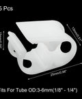 5 Pack Adjustable Tube Clamps For One Eighth To One Quarter Inch Tubing OD Plastic Hose Clamps White Ideal For Laboratory Flow Control And Pinch Valve Shut Off Clamps With Durable Wear Resistant POM Construction And Compact Size.