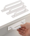 5 Pack 6 Inch White Aluminum Cabinet Handles No Drill Self Adhesive With Base Plate shown installed on cabinet