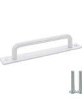 Two White Aluminum Barn Door Handles With Screws For Cupboard Cabinet Wardrobe And Drawer, showcasing handle with screws included