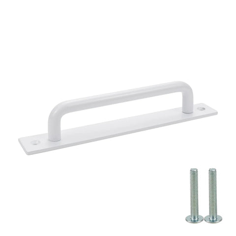 Two White Aluminum Barn Door Handles With Screws For Cupboard Cabinet Wardrobe And Drawer, showcasing handle with screws included