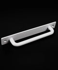 Two White Aluminum Barn Door Handles With Screws For Cupboard Cabinet Wardrobe And Drawer, 7.08 Inches Long Front View