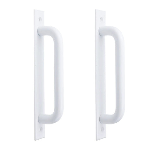 Two Pack Pre Drill Sliding Barn Door Handle Six Point Four Inch Hole Center Aluminum Alloy Door Pull Handle For Glass And Wooden Doors Punch Free Polished White With Tape Or Screw Install Ideal For Closet Doors Durable.