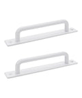 Two White Aluminum Barn Door Handles With Screws For Cupboard Cabinet Wardrobe And Drawer, white handles with smooth edges