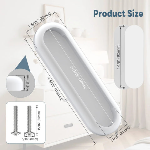2 Pack Self-Adhesive Drawer Pulls 4 Inch Aluminum Alloy Door Handles size details with dimensions for easy installation