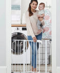 Extra Wide Baby Gate For Doorways And Bottom Of Stairs Adjustable From 29 To 38 Inches 30 Inches Tall With 6 Inch Extension in a doorway